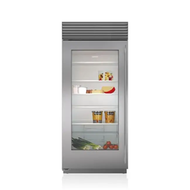 36" Built-In, All Refrigerator, Glass Door, SS, Tubular Handle, Left Hinge