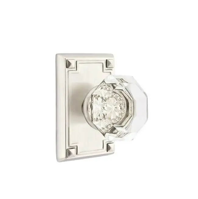 Concealed, Passage, Arts and Crafts Rectangular Rosette, Old Town Clear Knob, US1