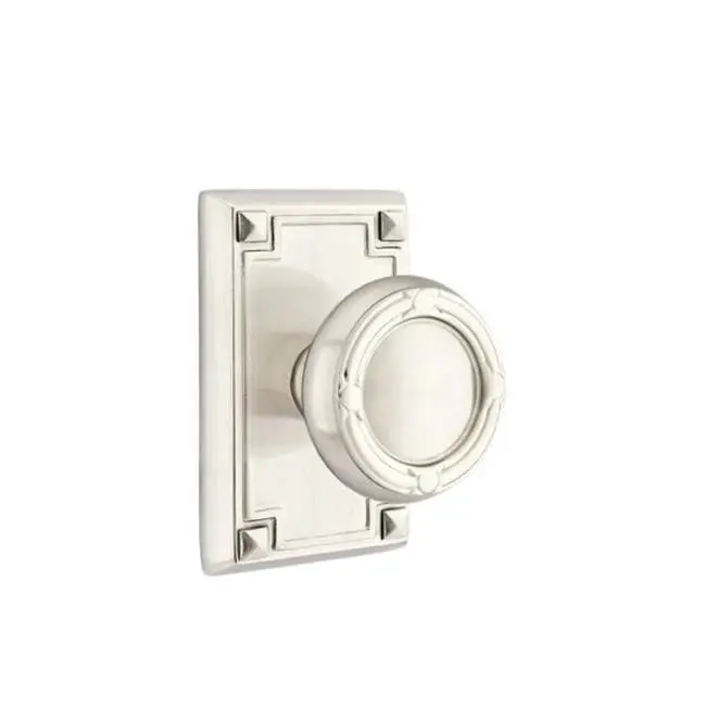 Concealed, Passage, Arts and Crafts Rectangular Rosette, Ribbon and Reed Knob, US1