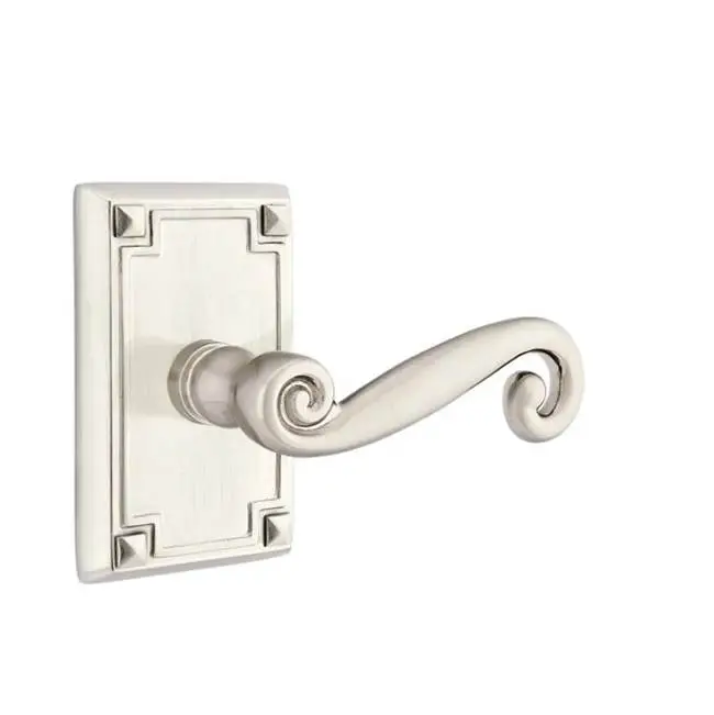 Concealed, Passage, Arts and Crafts Rectangular Rosette, Rustic Lever, US1