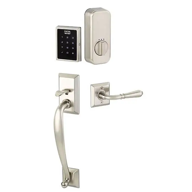Electronic EMPowered Motorized Touchscreen Keypad Entry Set with Franklin Grip, Turino Lever, RH, US1
