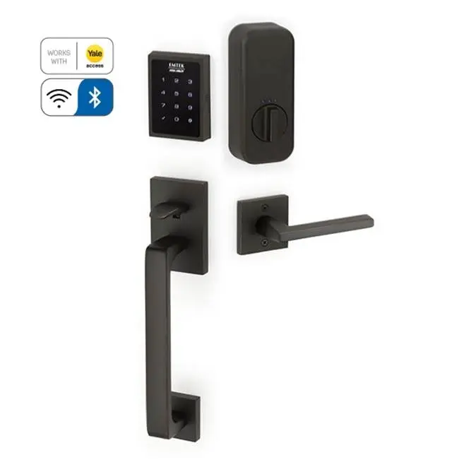 Electronic EMPowered Motorized Touchscreen Keypad Smart Lock Entry Set with Baden Grip - works with Yale Access, Wembley Lever, RH, US1