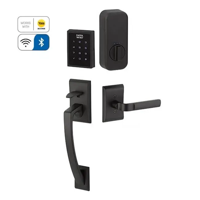 Electronic EMPowered Motorized Touchscreen Keypad Smart Lock Entry Set with Ares Grip - works with Yale Access, Sion Lever, LH, US1