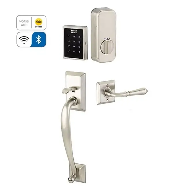 Electronic EMPowered Motorized Touchscreen Keypad Smart Lock Entry Set with Franklin Grip - works with Yale Access, Turino Lever, LH, US1