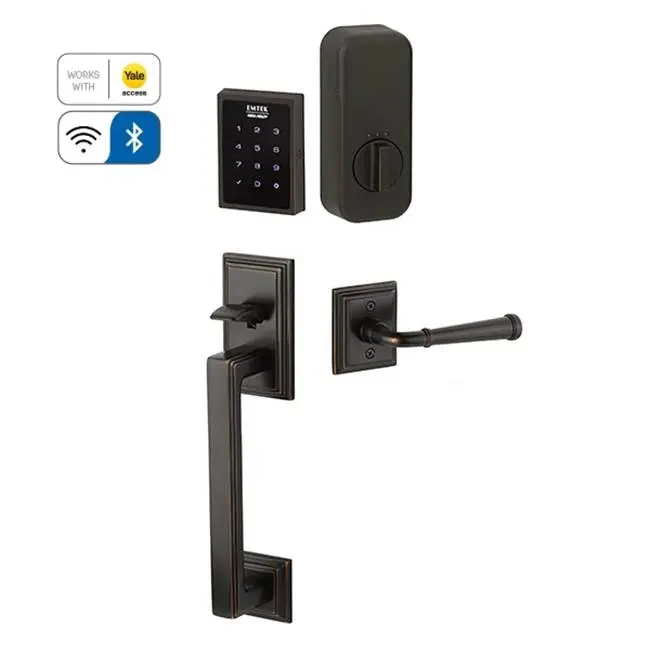 Electronic EMPowered Motorized Touchscreen Keypad Smart Lock Entry Set with Hamden Grip - works with Yale Access, Merrimack Lever, RH, US1