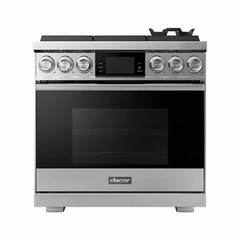 36" Gas Pro-Range 6 Burners, Contemporary, Silver, NG