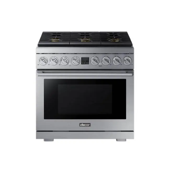 36" Dual Fuel Pro-Range 6 Burners, Transitional, Silver, NG/LP