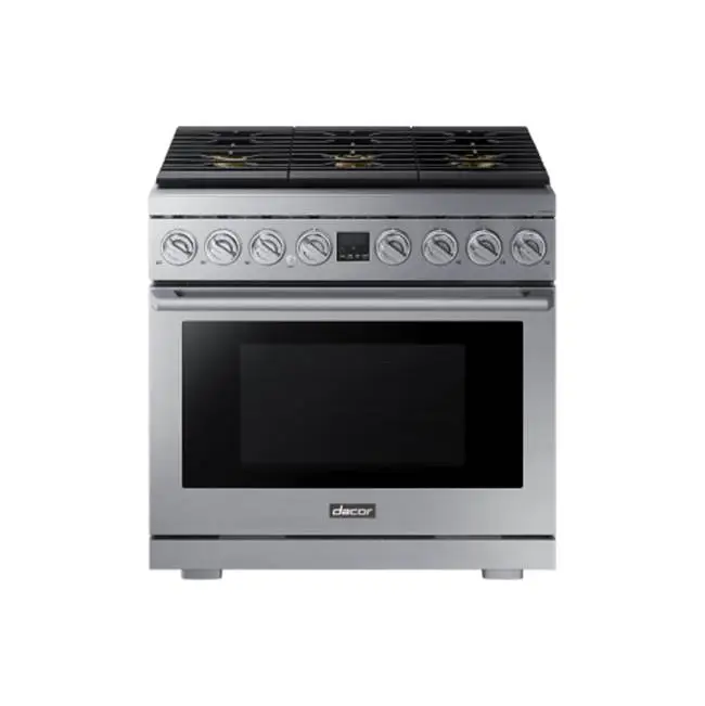 36" Gas Pro-Range 6 Burners, Transitional, Silver, NG/LP