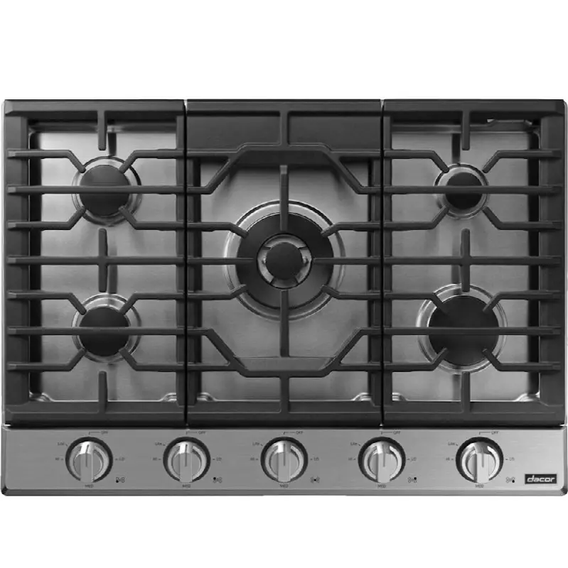 30" Gas Cooktop 5 Burners, Transitional, Silver, NG/LP