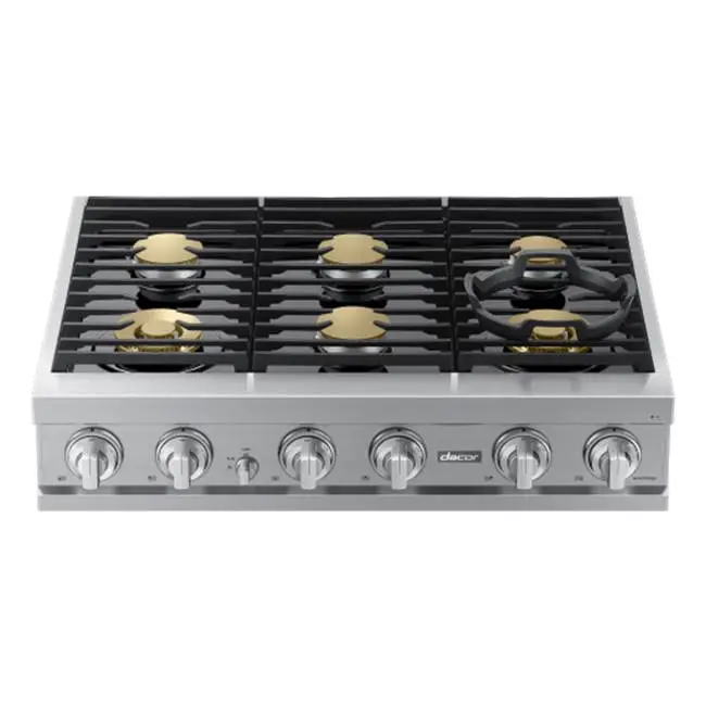 36" Gas Rangetop 6 Burners, Silver, NG/LP