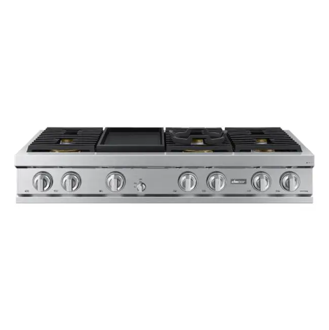 48" Gas Rangetop 6 Burners with Griddle, Graphite, NG/LP