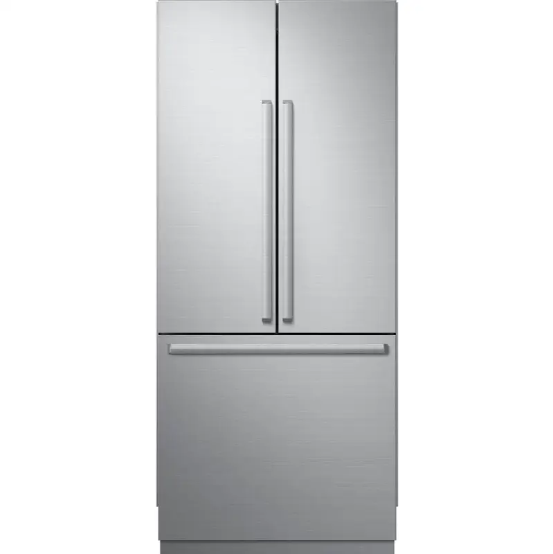 36" 3-Door Built-In French Door Refrigerator Panel Kit, Contemporary, Silver