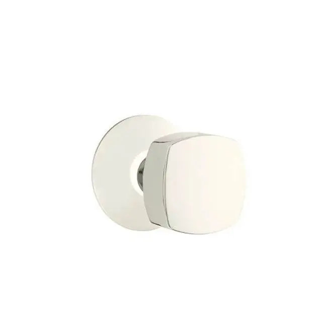 Emtek Passage Interior Mortise Set w/ Modern Rosette & Freestone Knob, Polished Nickel (RH)
