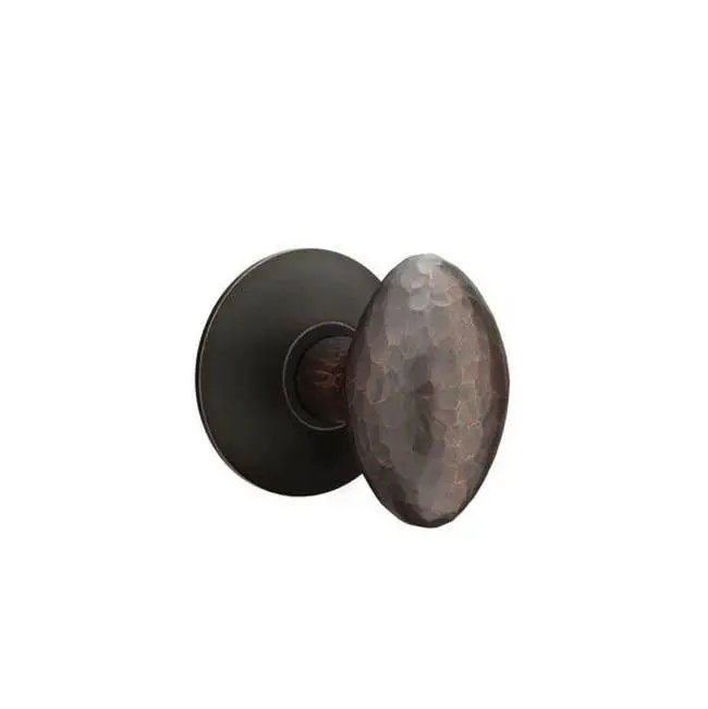 Emtek Passage Interior Mortise Set w/ Modern Rosette & Hammered Egg Knob, Oil Rubbed Bronze (LH)