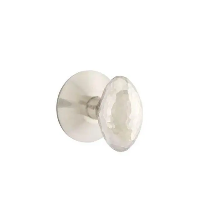 Emtek Passage Interior Mortise Set w/ Modern Rosette & Hammered Egg Knob, Satin Nickel (LH)