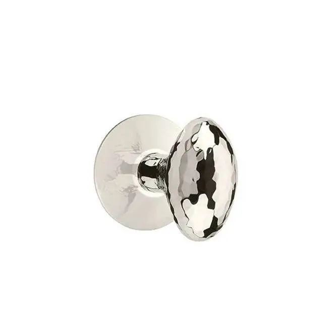 Emtek Passage Interior Mortise Set w/ Modern Rosette & Hammered Egg Knob, Polished Chrome (RH)