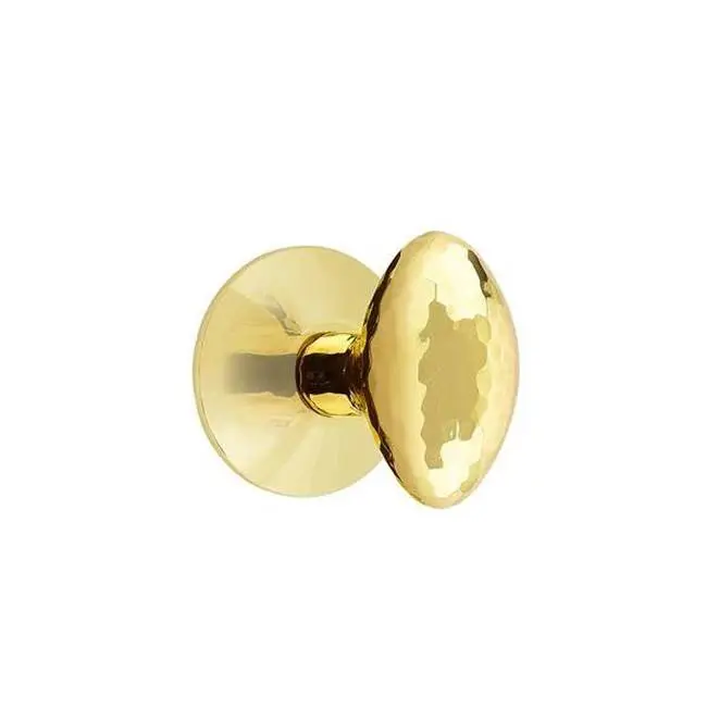 Emtek Passage Interior Mortise Set w/ Modern Rosette & Hammered Egg Knob, Unlacquered Brass (RH)