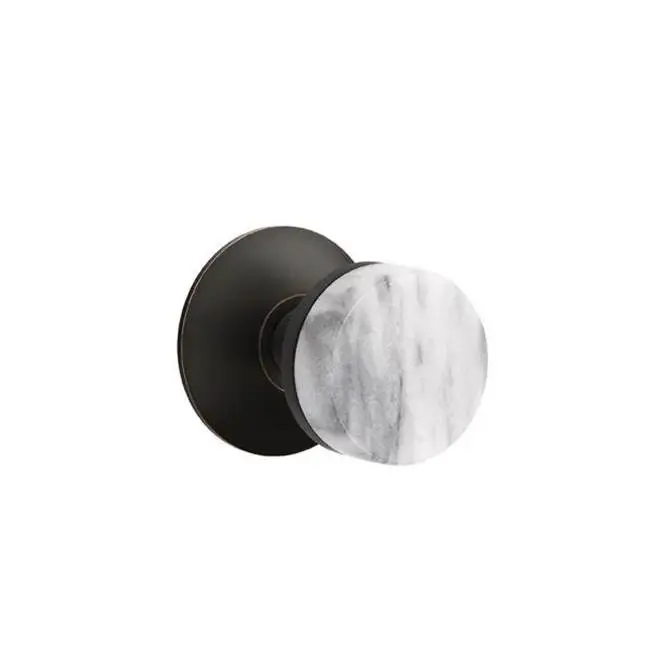 Emtek Select Passage Interior Mortise w/ Modern Rosette & Conical Stem, White Marble Knob, Oil Rubbed Bronze (LH)