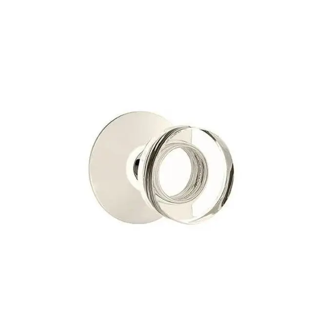 Emtek Passage Interior Mortise Set w/ Modern Rosette & Modern Disc Glass Knob, Polished Nickel (LH)