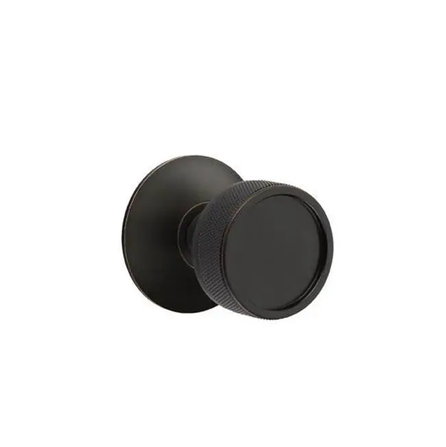Emtek Select Passage Interior Mortise w/ Modern Rosette & Conical Stem, Knurled Knob, Oil Rubbed Bronze (RH)