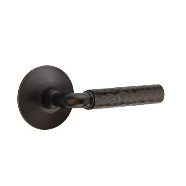 Emtek Select Passage Interior Mortise w/ Modern Rosette & R-Bar Stem, Hammered Lever (RH)