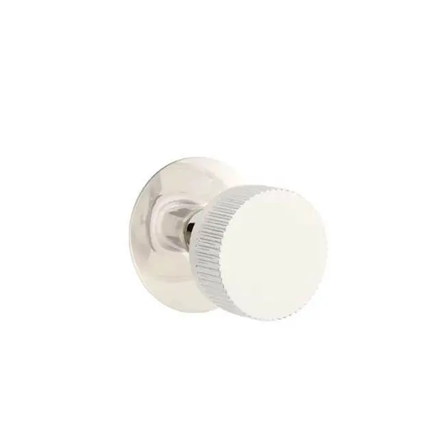 Emtek Select Passage Interior Mortise w/ Modern Rosette & Conical Stem, Straight Knurled Knob, Polished Nickel (RH)