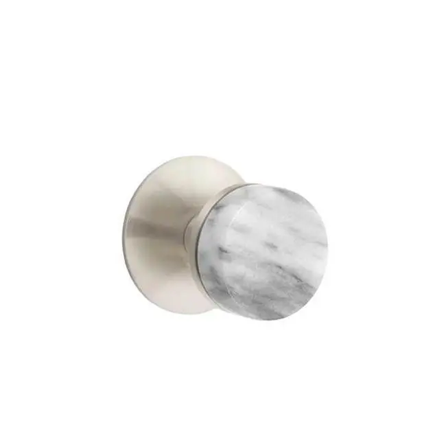 Emtek Select Passage Interior Mortise w/ Modern Rosette & Conical Stem, White Marble Knob, Satin Nickel (LH)
