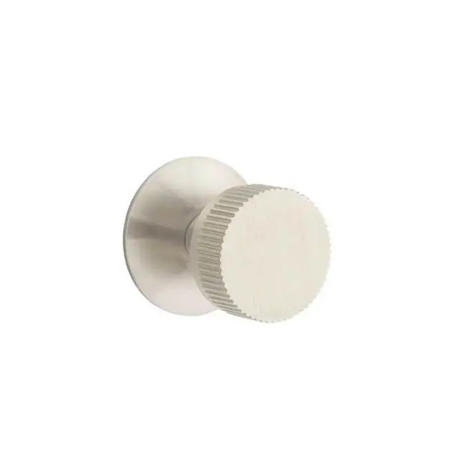 Emtek Select Passage Interior Mortise w/ Modern Rosette & Conical Stem, Straight Knurled Knob, Satin Nickel (LH)