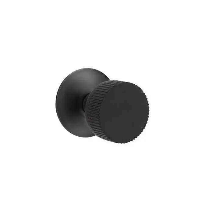 Emtek Select Passage Interior Mortise w/ Modern Rosette & Conical Stem, Straight Knurled Knob, Flat Black (LH)