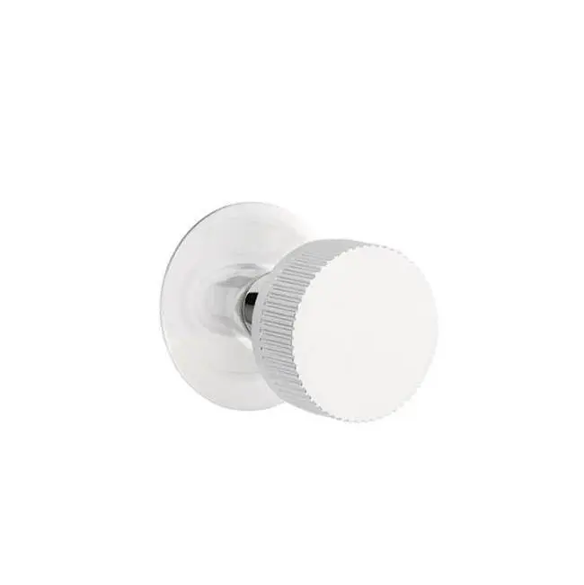 Emtek Select Passage Interior Mortise w/ Modern Rosette & Conical Stem, Straight Knurled Knob, Polished Chrome (LH)