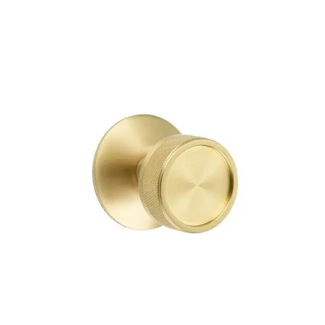 Emtek Select Passage Interior Mortise w/ Modern Rosette & Conical Stem, Knurled Knob, Satin Brass (LH)