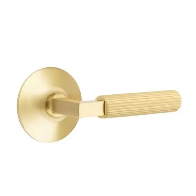 Emtek Select Passage Interior Mortise w/ Modern Rosette & L-Square Stem, Straight Knurled Lever (LH)