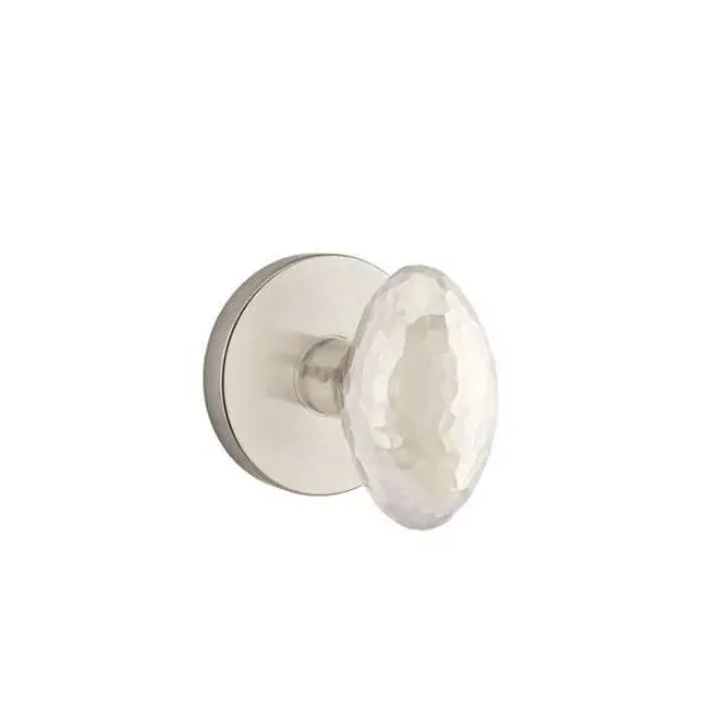 Emtek Passage Interior Mortise Set w/ Disk Rosette & Hammered Egg Knob, Satin Nickel (LH)