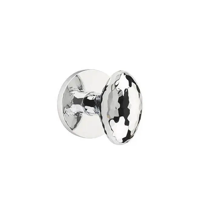 Emtek Passage Interior Mortise Set w/ Disk Rosette & Hammered Egg Knob, Polished Chrome (RH)