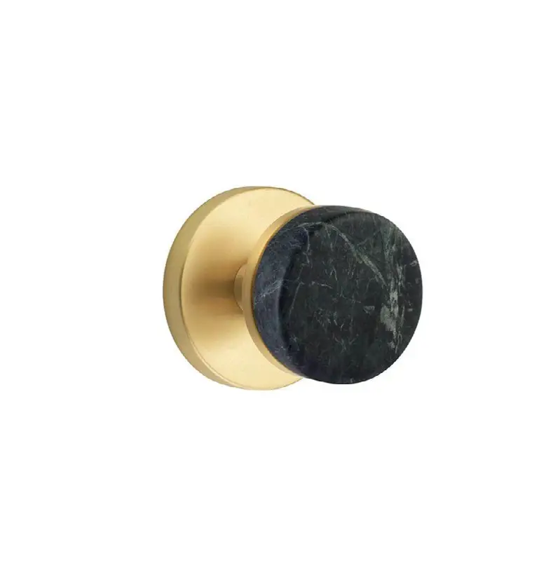 Emtek Select Passage Interior Mortise w/ Disk Rosette & Conical Stem, Green Marble Knob, French Antique (RH)