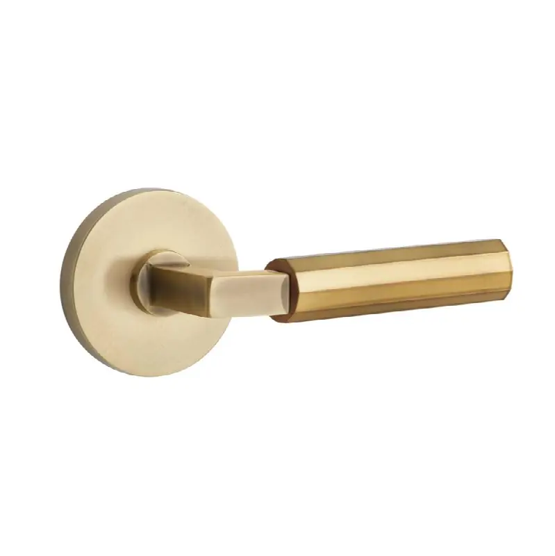 Emtek Select Passage Interior Mortise w/ Disk Rosette & L-Square Stem, Faceted Lever (RH)