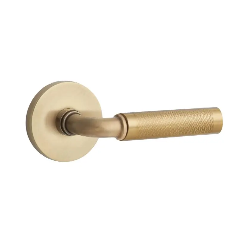 Emtek Select Passage Interior Mortise w/ Disk Rosette & R-Bar Stem, Knurled Lever (LH)