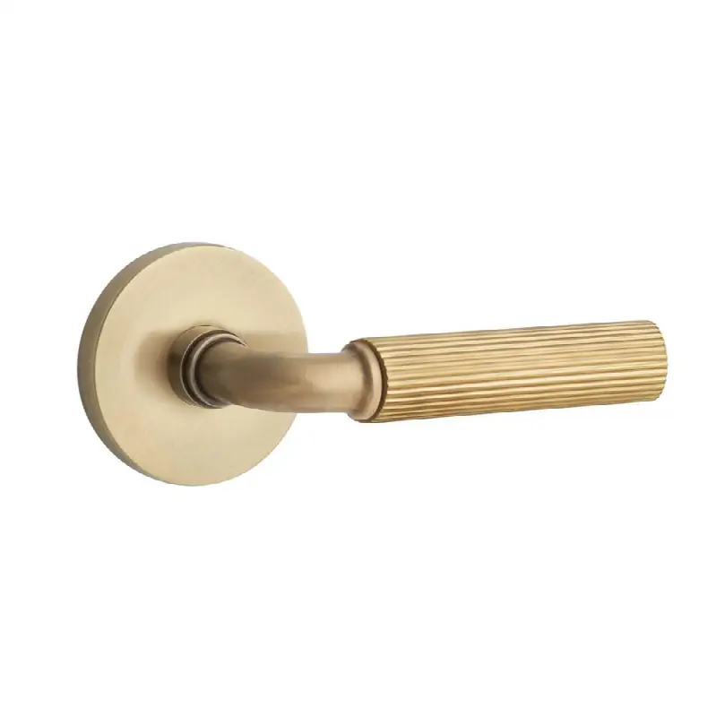 Emtek Select Passage Interior Mortise w/ Disk Rosette & R-Bar Stem, Straight Knurled Lever (RH)