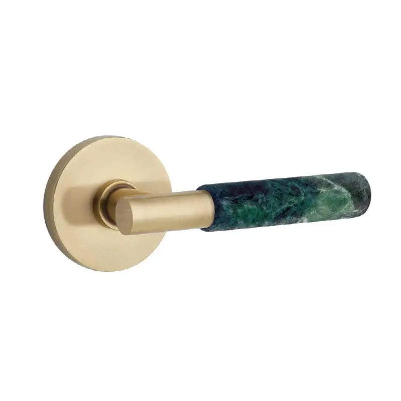 Emtek Select Passage Interior Mortise w/ Disk Rosette & T-Bar Stem, Green Marble Lever (RH)