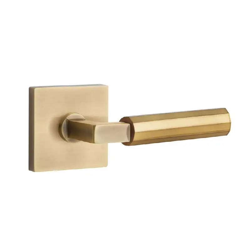 Emtek Select Passage Interior Mortise w/ Square Rosette & L-Square Stem, Faceted Lever (LH)