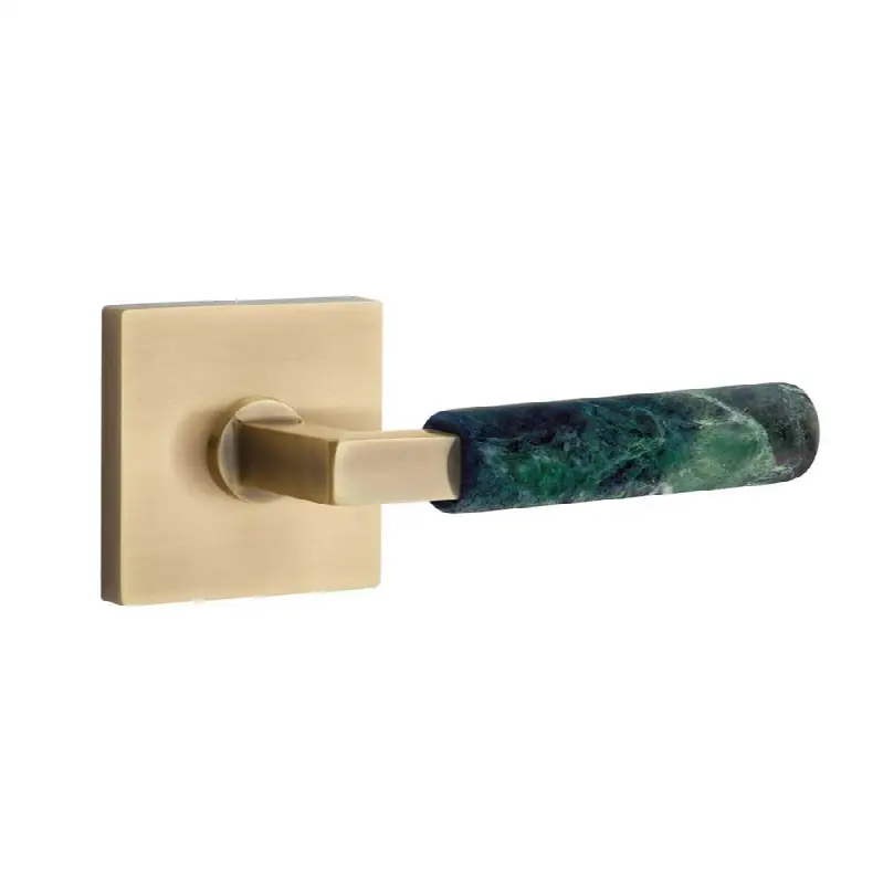 Emtek Select Passage Interior Mortise w/ Square Rosette & L-Square Stem, Green Marble Lever (LH)