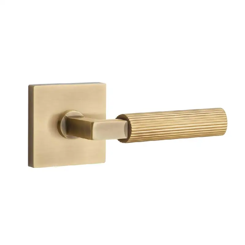 Emtek Select Passage Interior Mortise w/ Square Rosette & L-Square Stem, Straight Knurled Lever (LH)