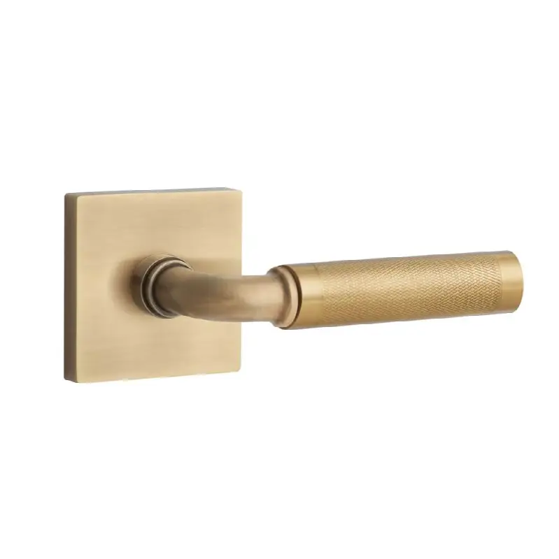Emtek Select Passage Interior Mortise w/ Square Rosette & R-Bar Stem, Knurled Lever (RH)