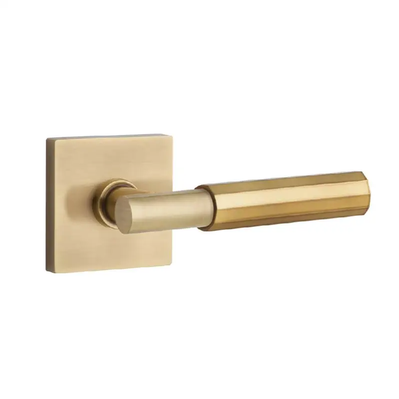 Emtek Select Passage Interior Mortise w/ Square Rosette & T-Bar Stem, Faceted Lever (LH)