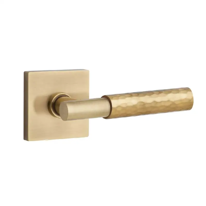 Emtek Select Passage Interior Mortise w/ Square Rosette & T-Bar Stem, Hammered Lever (RH)