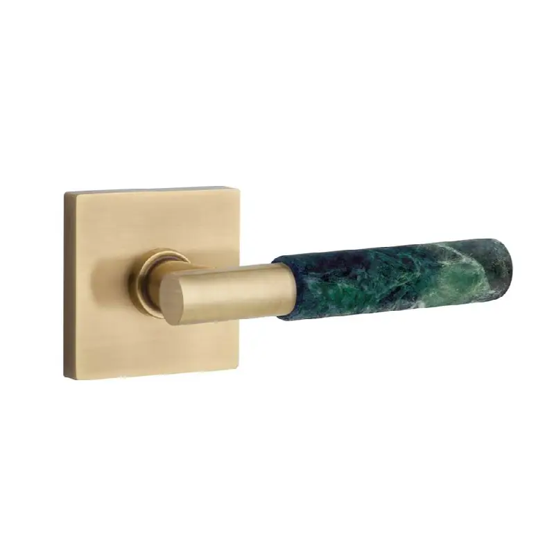 Emtek Select Passage Interior Mortise w/ Square Rosette & T-Bar Stem, Green Marble Lever (RH)