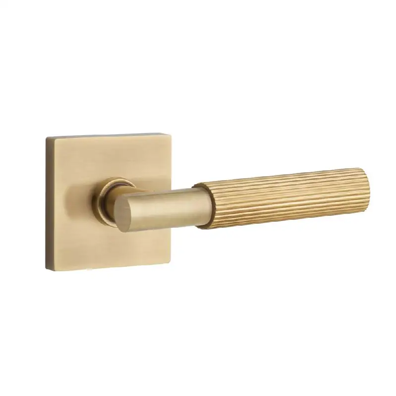 Emtek Select Passage Interior Mortise w/ Square Rosette & T-Bar Stem, Straight Knurled Lever (LH)