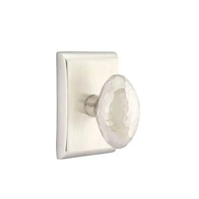 Emtek Passage Interior Mortise Set w/ Neos Rosette & Hammered Egg Knob, Satin Nickel (LH)