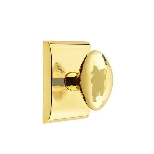 Emtek Passage Interior Mortise Set w/ Neos Rosette & Hammered Egg Knob, Unlacquered Brass (LH)