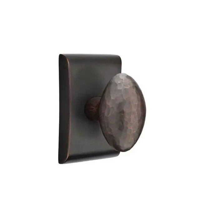 Emtek Passage Interior Mortise Set w/ Neos Rosette & Hammered Egg Knob, Oil Rubbed Bronze (RH)